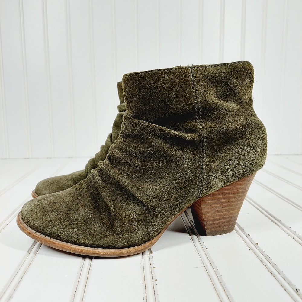 Splendid Reseda Suede Almond Toe Block Heel  Slouch Ankle  Boot C750